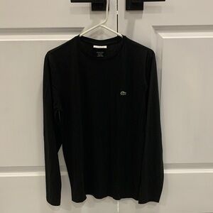 Lacoste Black Long Sleeve Crewneck Shirt with Croc Logo